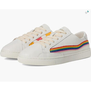 Soludos GOOD VIBES Rainbow Wave Sunshine LEATHER Sneakers White Size 8.5 US